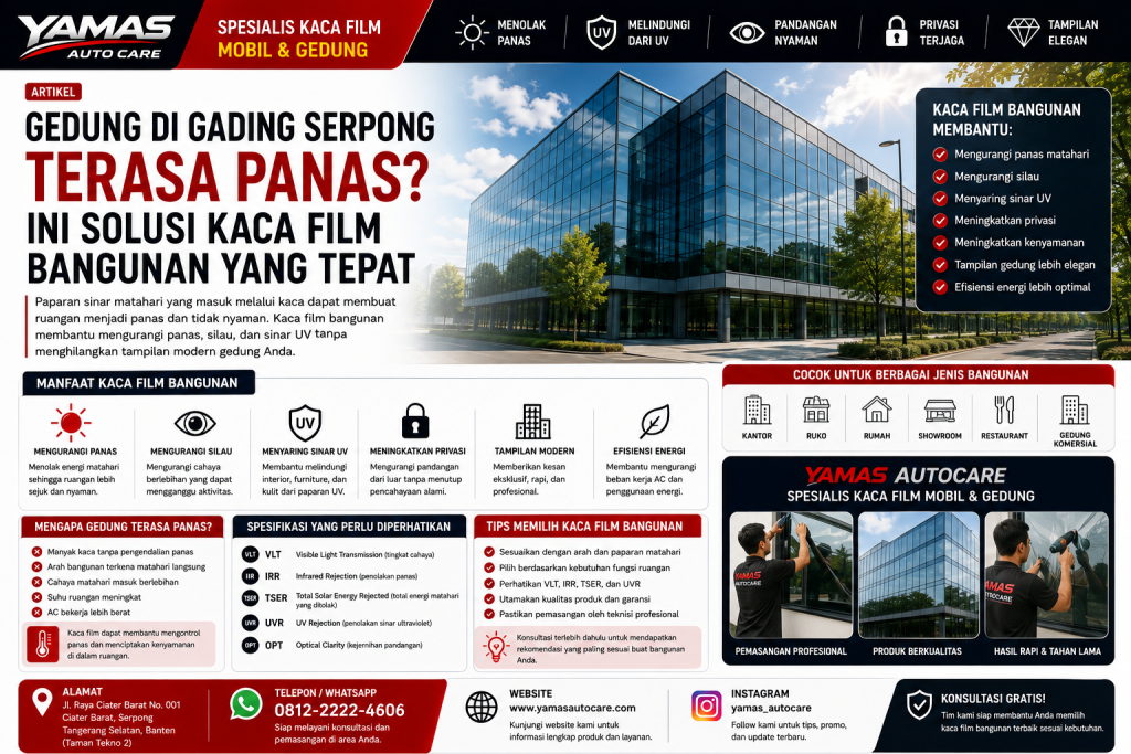 Gedung di Gading Serpong Terasa Panas ?Ini Solusi Kaca Film Bangunan Yang Tepat