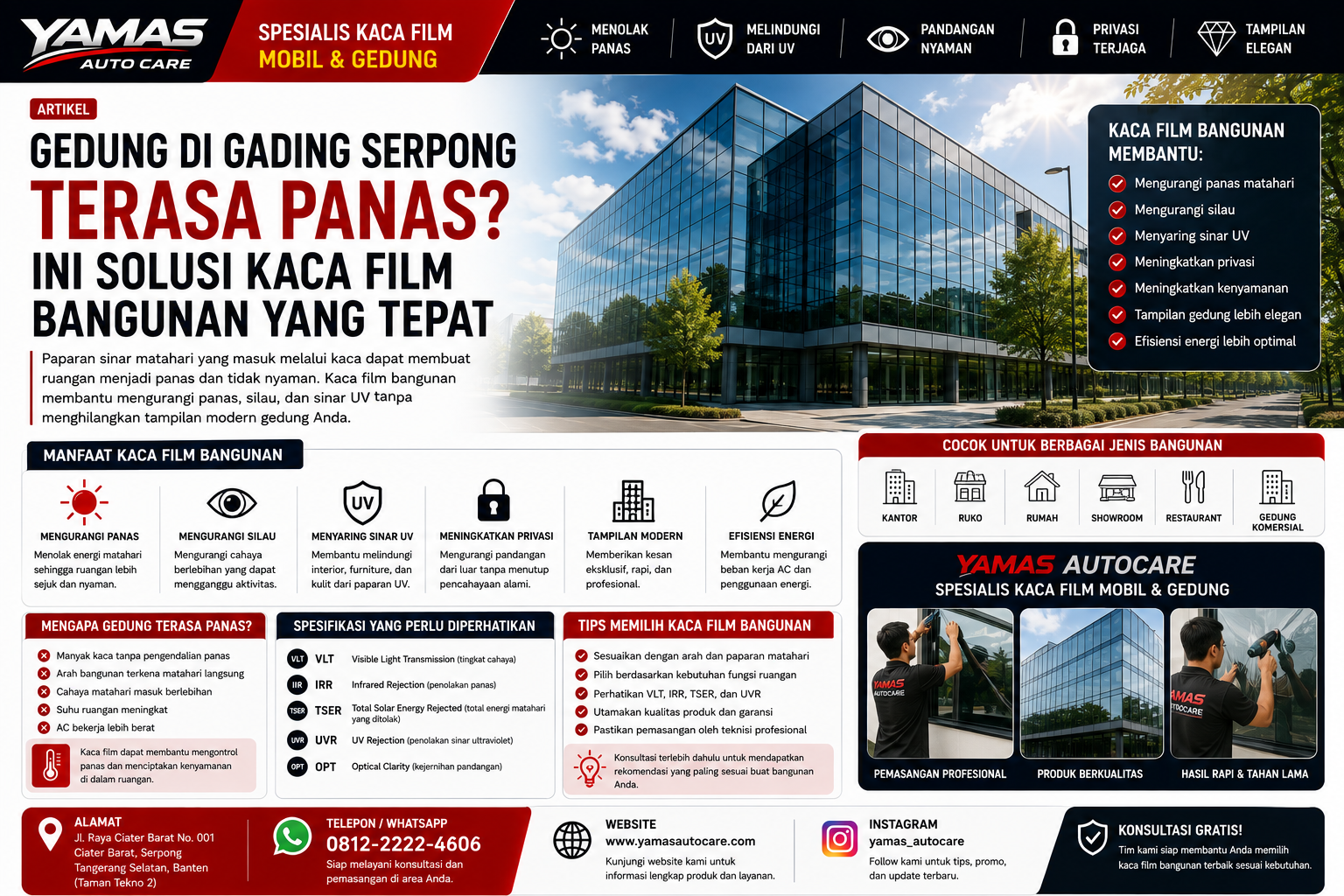 Gedung di Gading Serpong Terasa Panas ?Ini Solusi Kaca Film Bangunan Yang Tepat