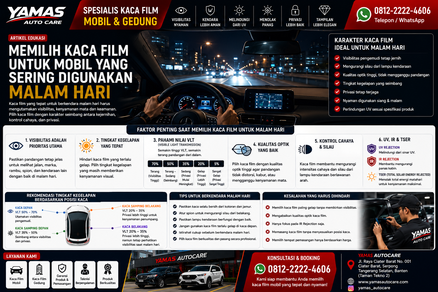 Memilih Kaca Film untuk Mobil yang Sering digunakan Malam Hari