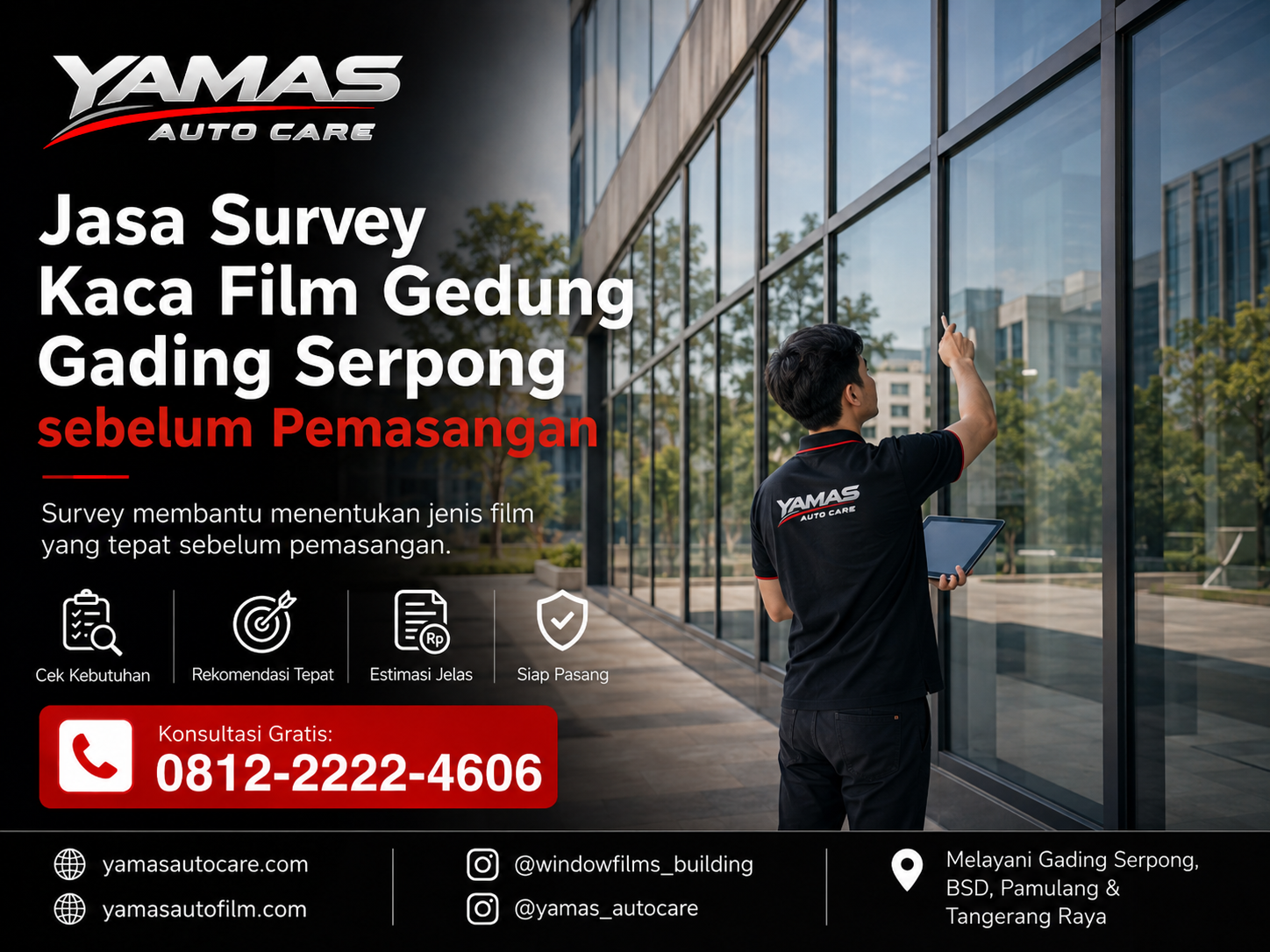 Jasa survey kaca film gedung gading serpong sebelum pemasangan