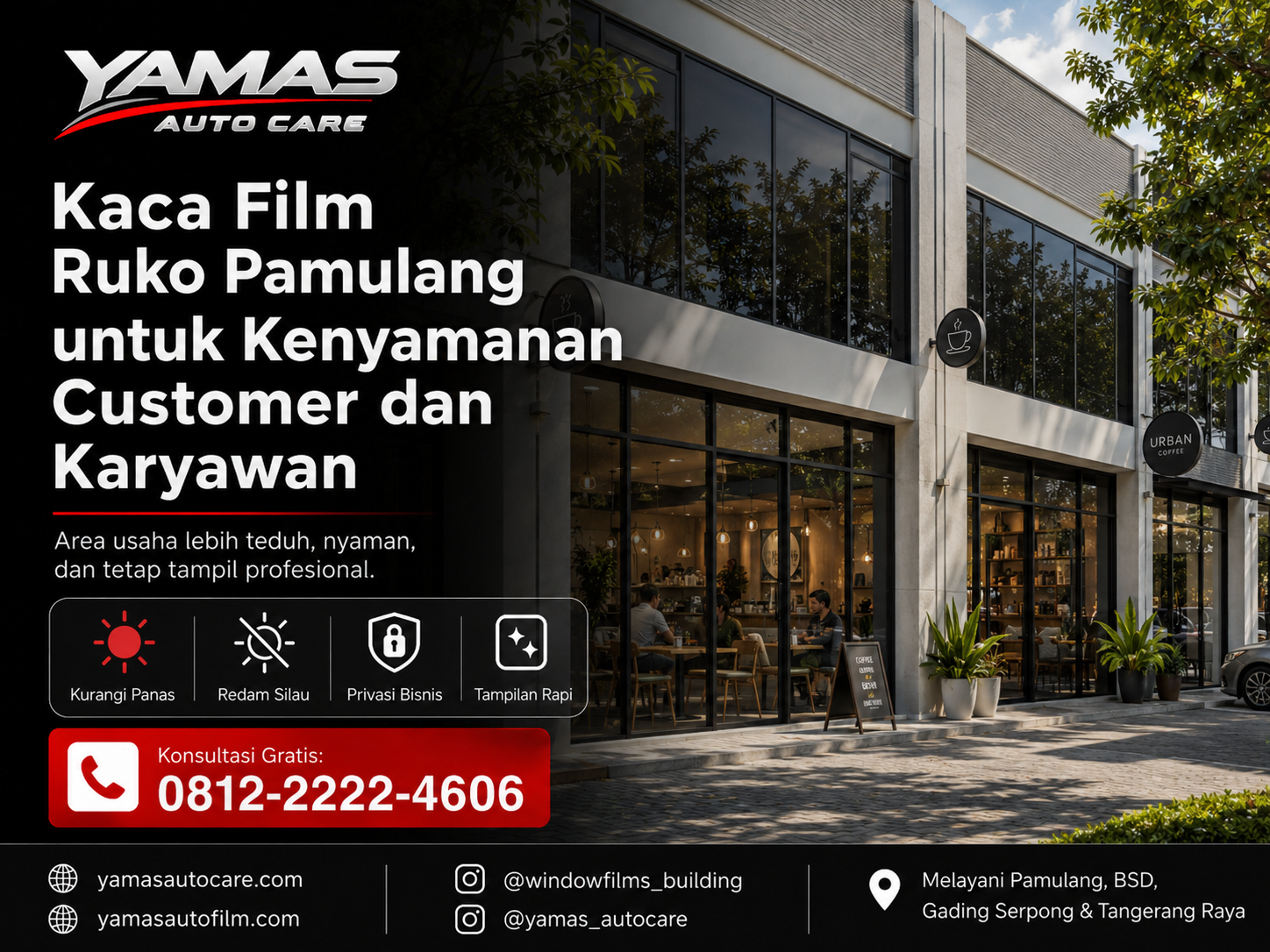 Kaca film ruko pamulang untuk kenyamanan customer dan karyawan