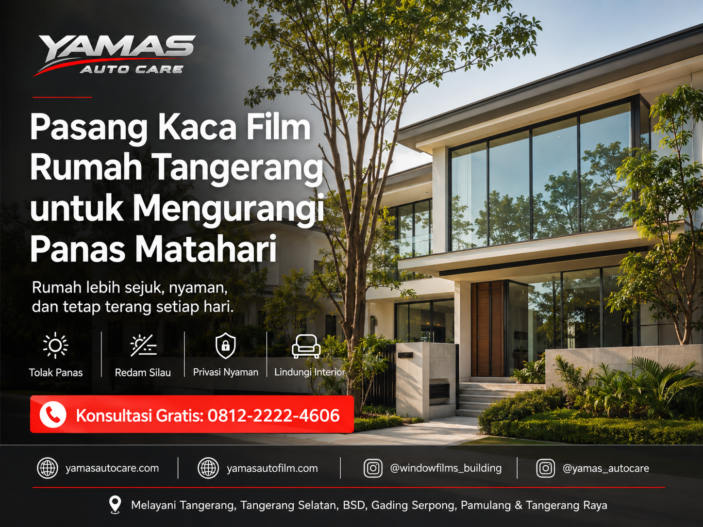 Pasang Kaca Film Rumah Tangerang untuk Mengurangi Panas Matahari