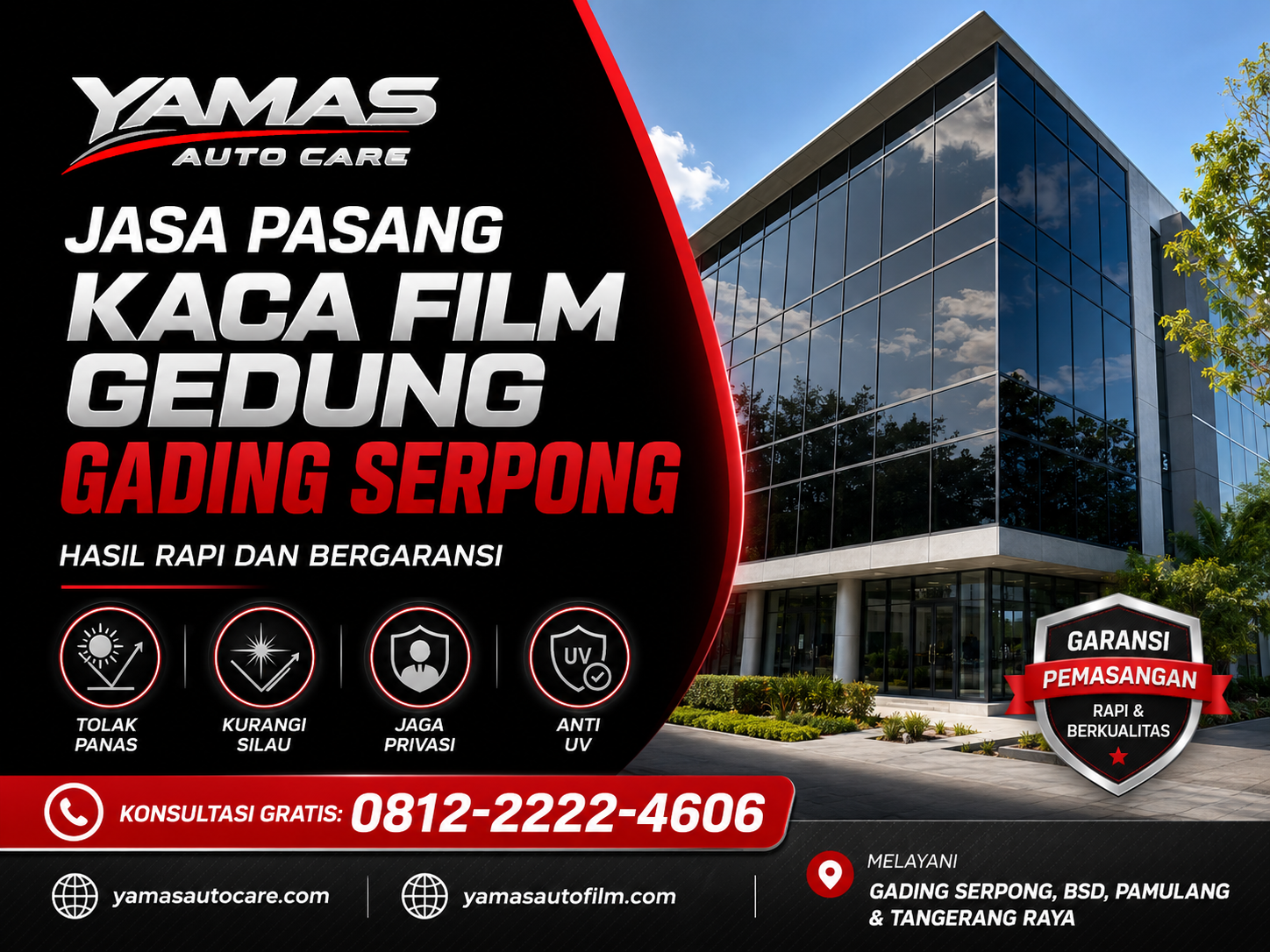 Jasa Pasang Kaca Film Gedung Gading Serpong Hasil Rapi dan Bergaransi