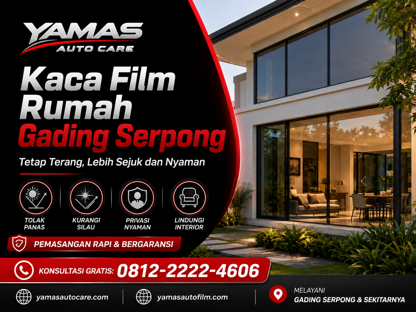 Kaca Film Rumah Gading Serpong : Tetap Terang Lebih Sejuk dan Nyaman