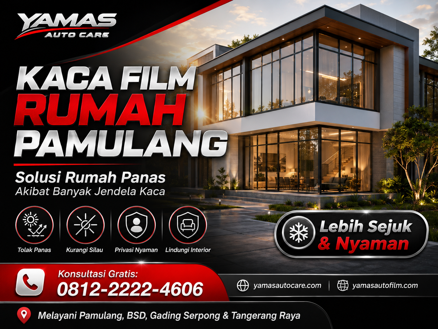 Kaca Film Rumah Pamulang : Solusi Rumah Panas Akibat Banyak Jendela Kaca