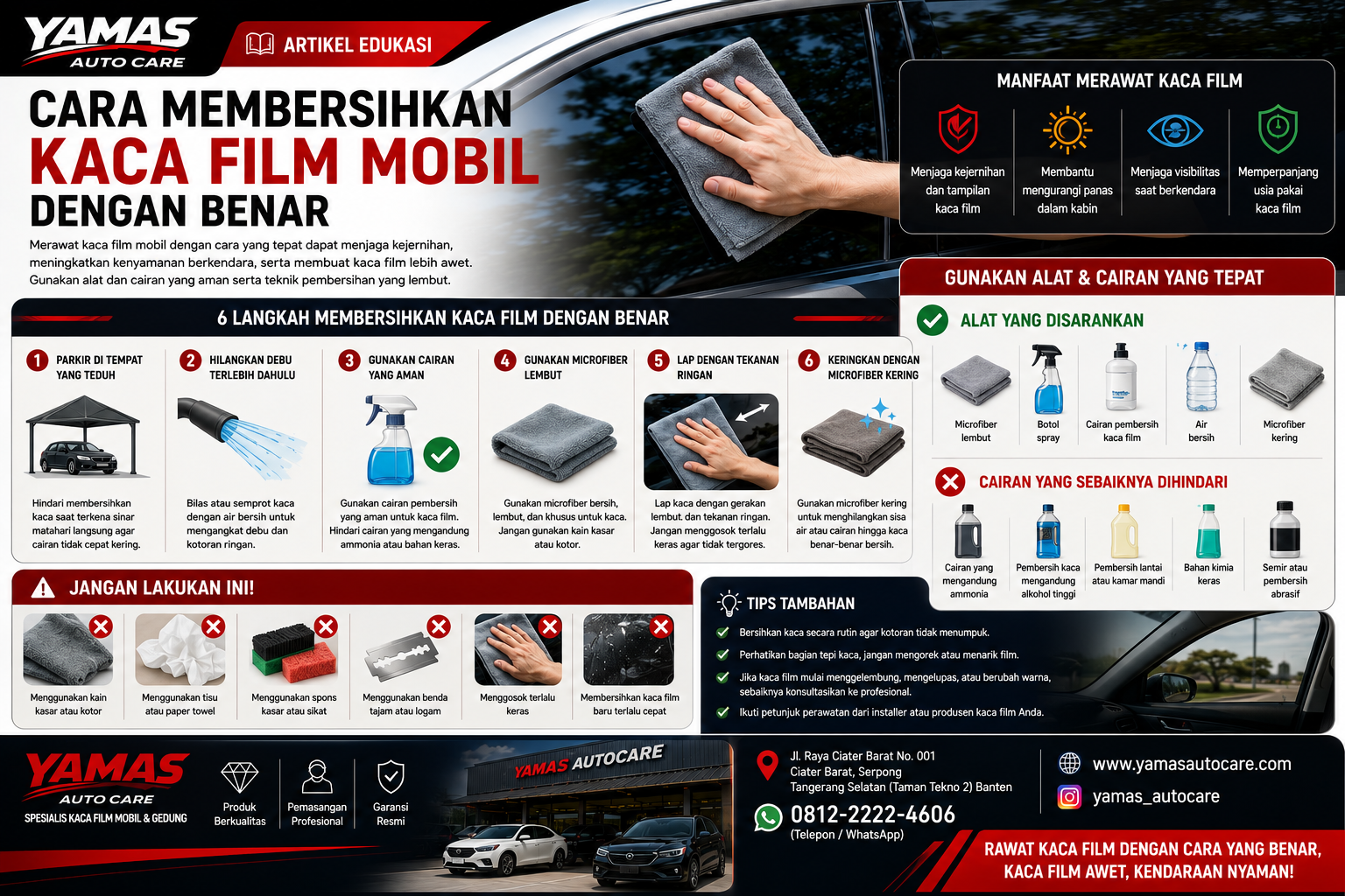 Cara Membersihkan Kaca Film Mobil dengan Benar