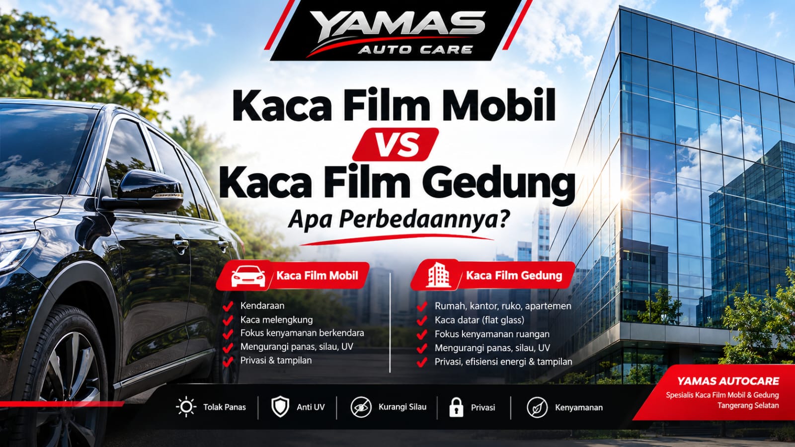 Kaca film mobil vs Kaca film gedung apa perbedaannya?